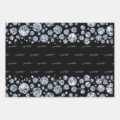 シルバーダイヤモンドグリッターきらきら光るライン ラッピングペーパーシート (正面)