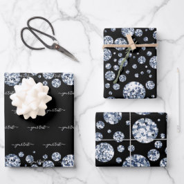 シルバーダイヤモンドグリッターきらきら光るライン ラッピングペーパーシート