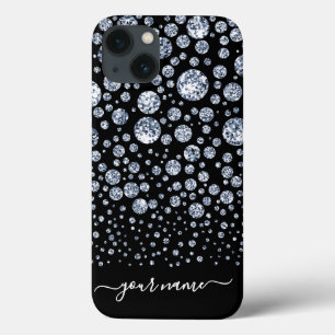 シルバーダイヤモンドグリッターきらきら光るライン iPhone 13ケース