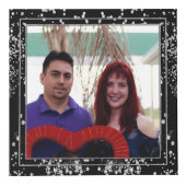 シルバーダイヤモンドグリッターブラックパーソナライズされたカスタム フォトキューブ (右)