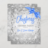 シルバーダイヤモンドグリッターブルーリボンクリスマス (正面/裏面)