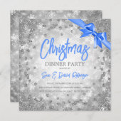 シルバーダイヤモンドグリッターブルーリボンクリスマス (正面/裏面)