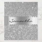 シルバーダイヤモンドグリッタールックきらきら光るモノグラム名 ワインラベル (シングルラベル)