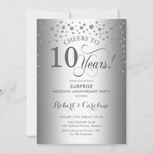 シルバーダイヤモンドサプライズ10周年記念パーティー 招待状 (正面)
