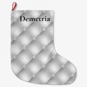 シルバーダイヤモンドタフツクリスマス ラージクリスマスストッキング (正面)