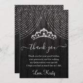 シルバーダイヤモンドティアラオンブラックウッドキンセアニェラ サンキューカード (正面/裏面)