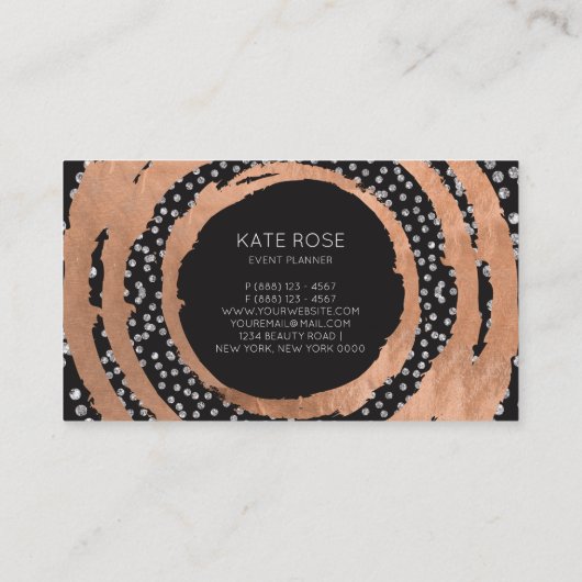 シルバーダイヤモンドバラ金ゴールドブラックスワロフスキー結晶 名刺 (裏面)