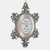 シルバーダイヤモンドバラ金ゴールド結婚10周年 スノーフレークピューターオーナメント (左)