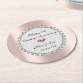シルバーダイヤモンドバラ金ゴールド結婚10周年 ラウンドペーパーコースター (アングル)