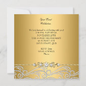 シルバーダイヤモンドホワイト金ゴールドエレガントバースデーパーティー3 招待状 (裏面)