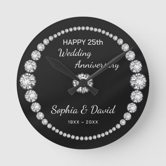 シルバーダイヤモンドルック ラウンド壁時計 (正面)