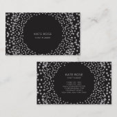 シルバーダイヤモンド紙吹雪ブラックスワロフスキー結晶 名刺 (正面/裏面)