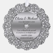 シルバーダイヤモンド結婚とハート記念日 オーナメントカード (裏面)