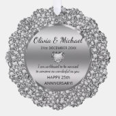 シルバーダイヤモンド結婚とハート記念日 オーナメントカード (正面)