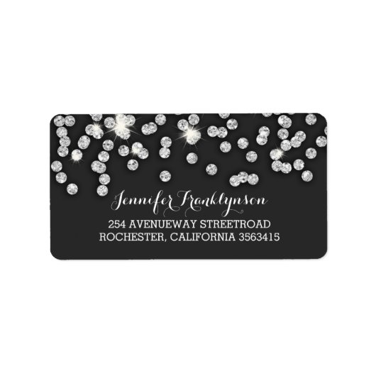 シルバーダイヤモンド結婚グリッター ラベル (正面)