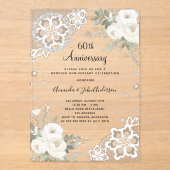 シルバーダイヤモンド花模様結婚60周年 アクリル招待状 (正面)