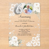 シルバーダイヤモンド花模様結婚60周年 アクリル招待状 (正面)