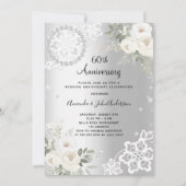 シルバーダイヤモンド花模様結婚60周年 招待状 (正面)