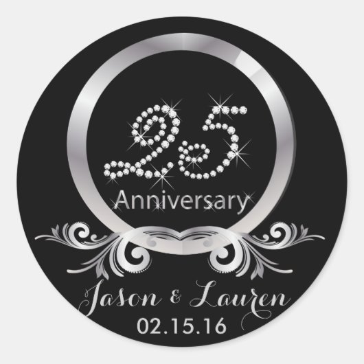 シルバーダイヤモンド25周年記念ステッカー ラウンドシール (正面)