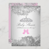 シルバーダイヤモンド＆ティアラ ベビーシャワー招待状 招待状 (正面/裏面)