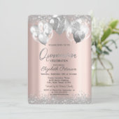 シルバーダイヤモンド バルーン ローズゴールドのキンセアラ 招待状 (スタンド正面)