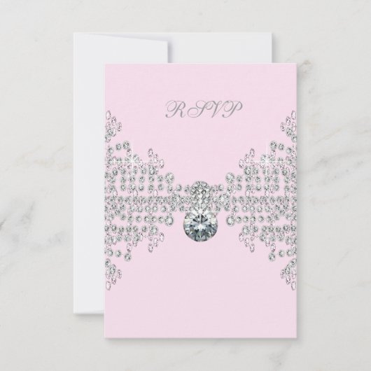 シルバーダイヤモンド ピンク スイート16 バースデーパーティー 出席確認 出欠カード (正面)