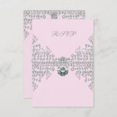 シルバーダイヤモンド ピンク スイート16 バースデーパーティー 出席確認 出欠カード (正面/裏面)