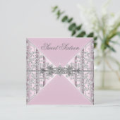 シルバーダイヤモンド ピンク スイート16 バースデーパーティー 招待状 (スタンド正面)