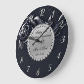 シルバーダイヤモンド ブラックローズ 25周年記念 ラージ壁時計 (傾斜)