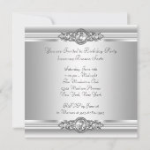 シルバーダイヤモンド ホワイトアイボリー クリーム バースデーパーティー 招待状 (裏面)