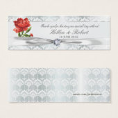 シルバーダイヤモンド&レッドフラワーエレガントメッセージカード (正面&裏面)