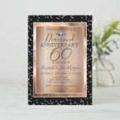 シルバーダイヤモンド、ローズゴールドの結婚記念日 招待状 (スタンド正面)