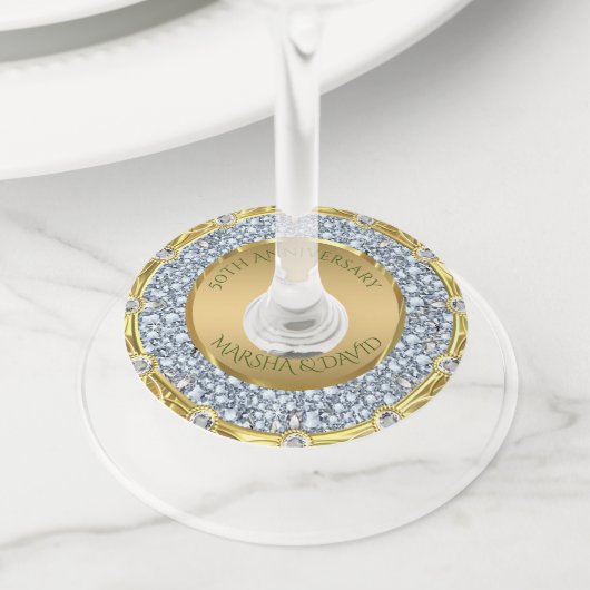 シルバーダイヤモンド ワイングラスタグ (クローズアップ)