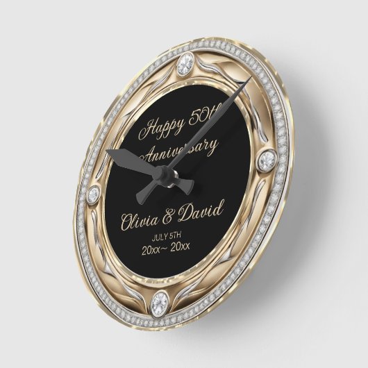 シルバーダイヤ結婚モンド記念日 ラウンド壁時計 (傾斜)