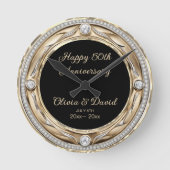 シルバーダイヤ結婚モンド記念日 ラウンド壁時計 (正面)