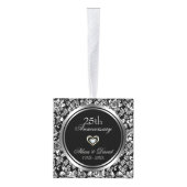 シルバーダマスクとハート – シルバー記念日 キューブオーナメント (右)