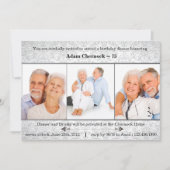 シルバーダマスクの写真の誕生日パーティーの招待 招待状 (正面)