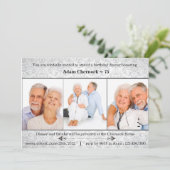 シルバーダマスクの写真の誕生日パーティーの招待 招待状 (スタンド正面)