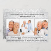 シルバーダマスクの写真の誕生日パーティーの招待 招待状 (正面/裏面)