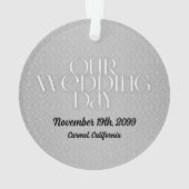 シルバーダマスクの結婚式の写真クリスマス オーナメント (裏面)