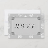 シルバーダマスクウェディングRSVP 出欠カード (正面)
