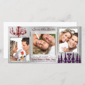 シルバーダマスクシャンデリアレッド&プラム日付を保存 セーブザデート (正面/裏面)