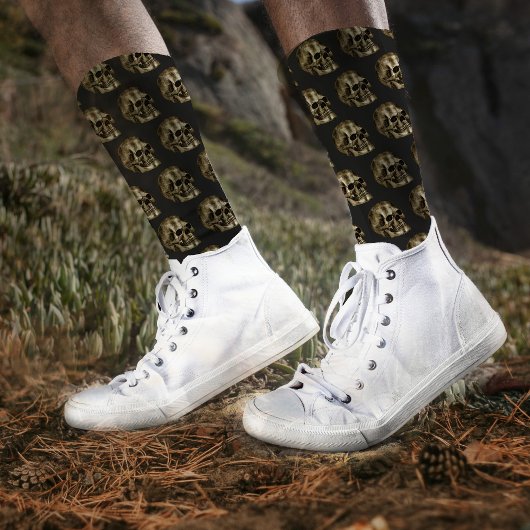 シルバーダマスクスカルラグジュアリーブラックゴシックハロウィーン ソックス