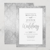 シルバーダマスクフローラ結婚式招待状 招待状 (正面/裏面)