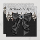 シルバーダマスクブラックタイフォーマル企業のパーティー 招待状 (正面/裏面)