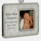 シルバーダマスクベビー初めてのクリスマス シルバープレートフレームオーナメント (右)