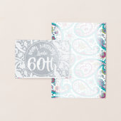シルバーダマスクペイズリー60誕生日パーソナライズされたC 箔カード (ディスプレー)