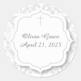 シルバーダマスクラベルとクロス ラウンドシール