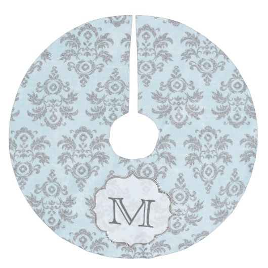 シルバーダマスクレースモノグラムイニシャルツリースカート ブラッシュドポリエステルツリースカート (正面)