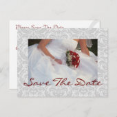 シルバーダマスクローズブーケ日付ポストカードを保存 案内ポストカード (正面/裏面)